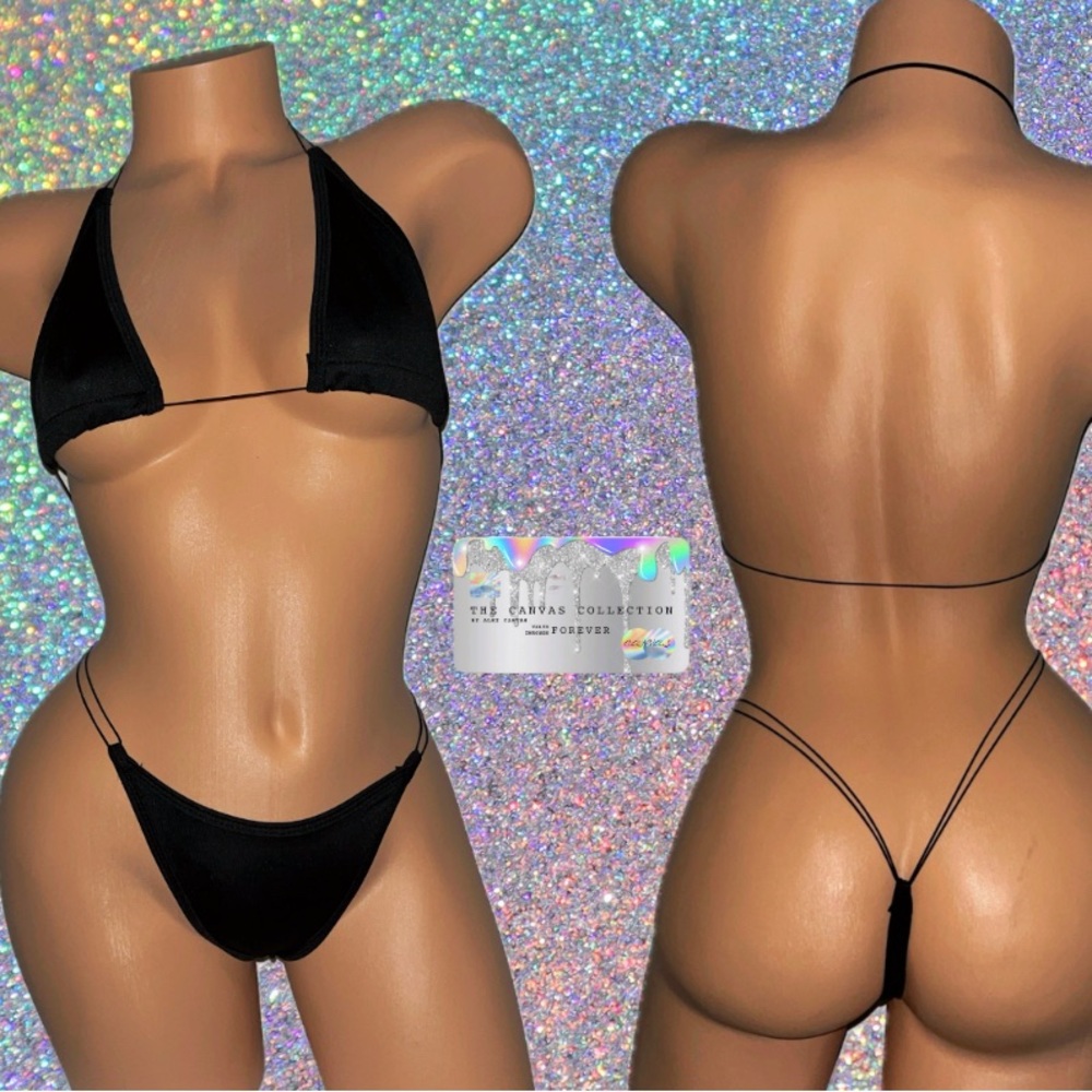 EXOTIC DANCE WEAR: SOLID Black 2 PIECE Set